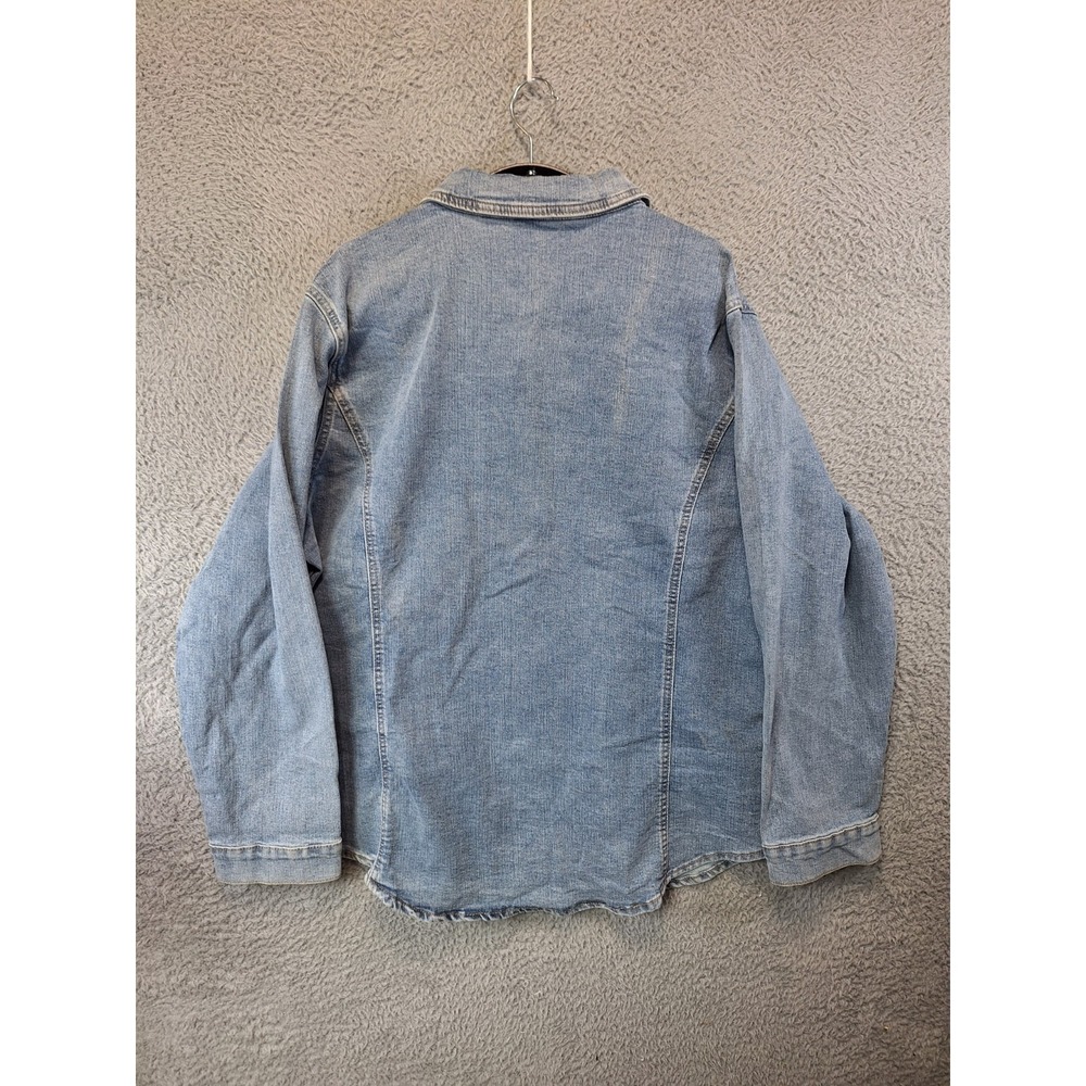 Luvamia Denim Jacket Women 3XL Blue Chest Pockets Classic Button Front - Picture 5 of 9